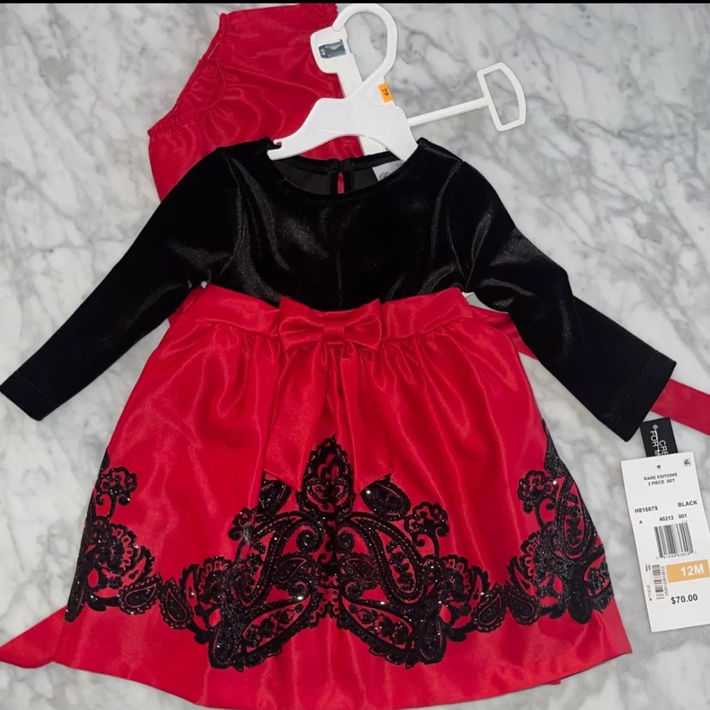 Red and black girls dress